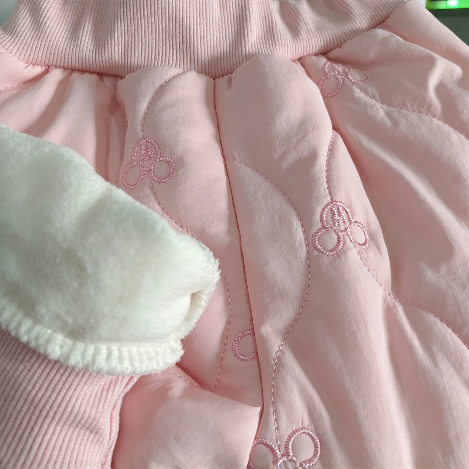 Infant Baby Quilted Cotton Suit 2Pcs Toddler Girls Embroidery Warm Jacket Pants Set Winter Newborn Outfit