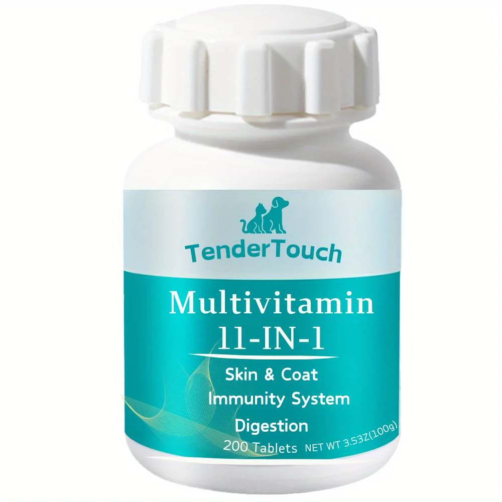 

200 Tablets - TenderTouch - Dog and Cats Multivitamin - Dog and Cats Vitamins and Supplements, Senior & Puppy Multivitamin