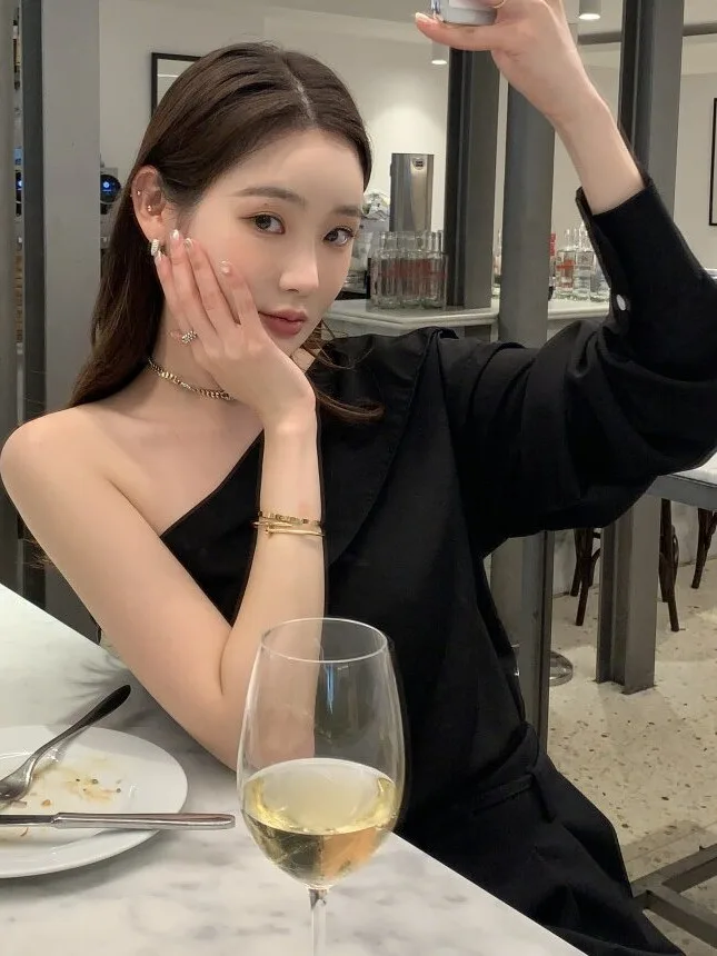 Trendy Double-Sided Wear Shoulder Bared Shirt Chic Autumn New Design Korean Style Women's Top Casual Versatile Fashionable