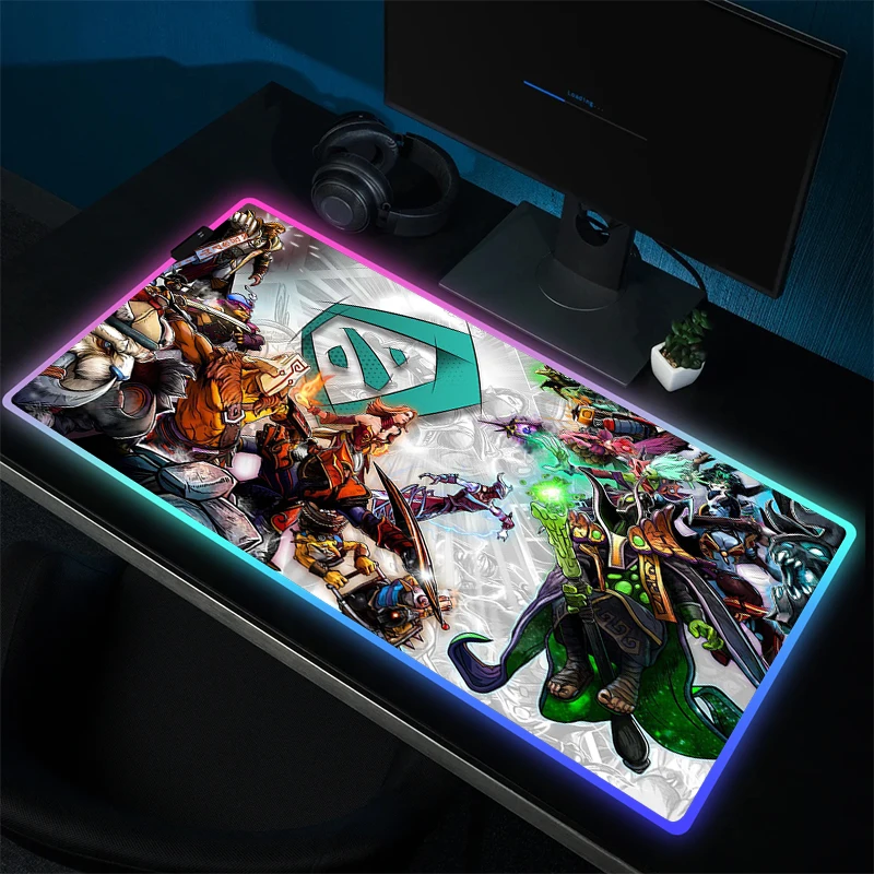 

Computer Mouse Pad Dota 2 Rubber Desk Mat With Backlit RGB Mouse Mat LED Large Gaming Mousepad Gamer Locking Edge Keyboard Pads