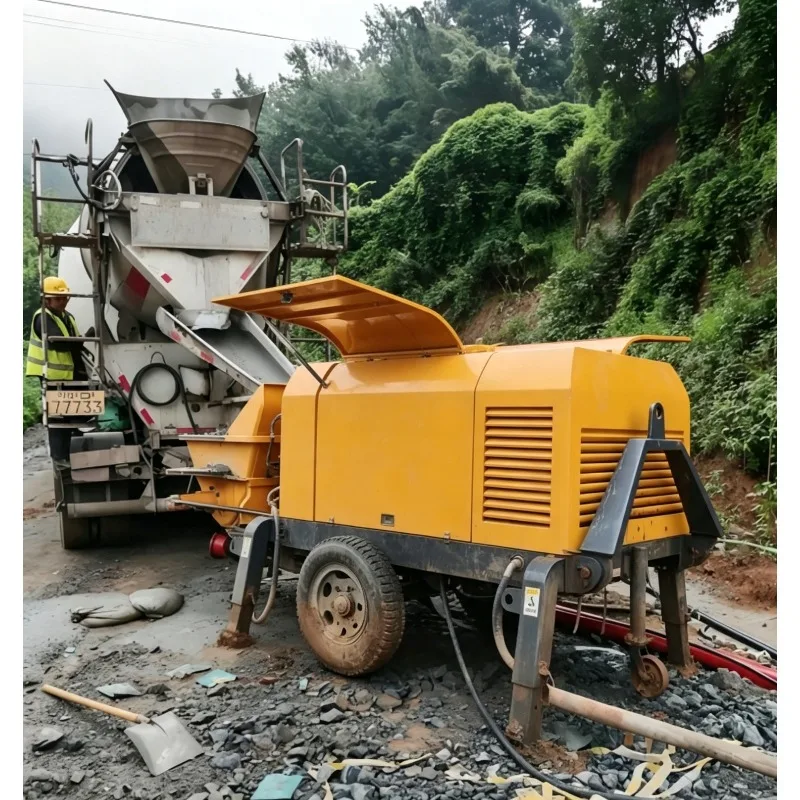Portable Electric Concrete Pumping Machine Concrete Mixer with Powerful Pump and Complete Pipe Kit for Construction Site Use
