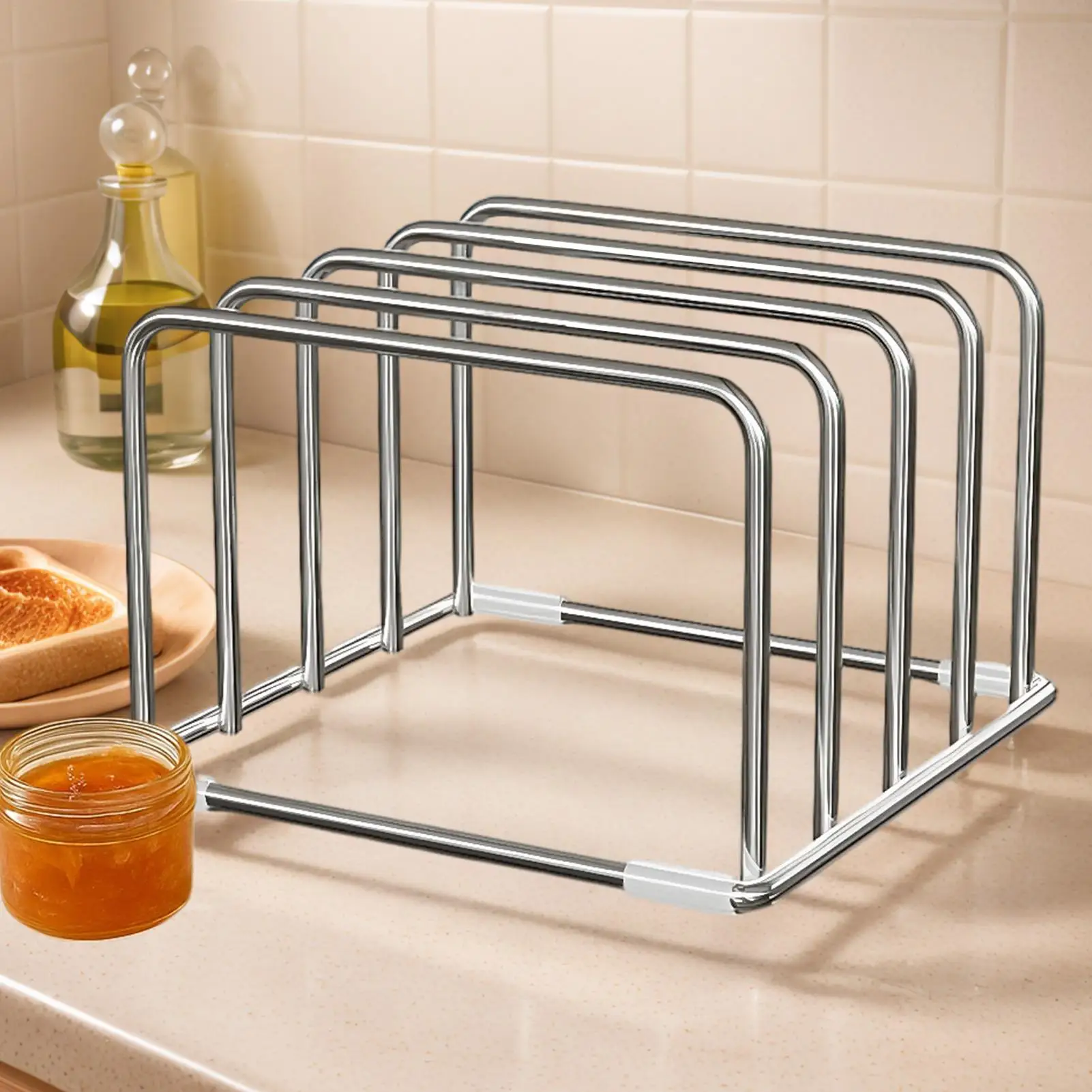 Stainless Steel Cutting Board Holder Kitchen Rustproof Chopping Board Storage Rack For Home Indoor Cookware Pans Pot Lid