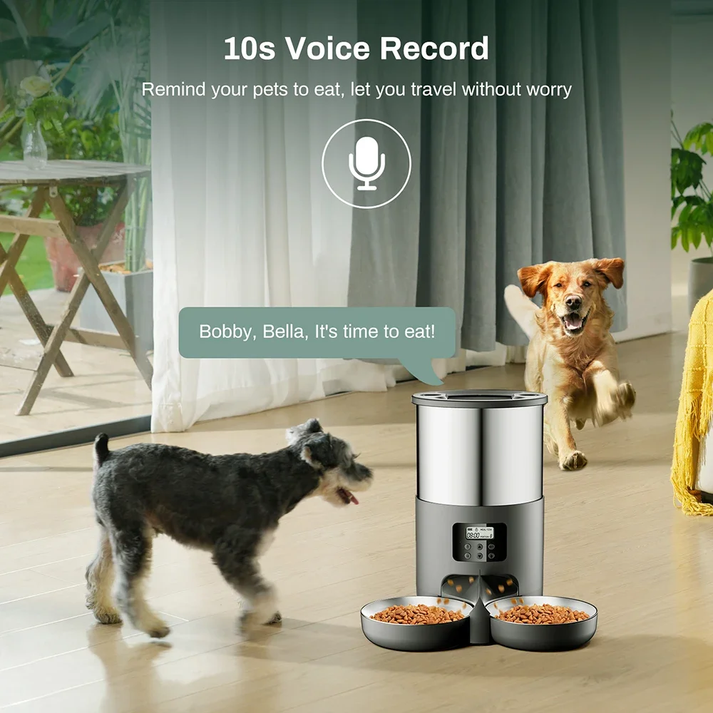 

4L Automatic Pet Feeder Smart Dispenser For Cats And Dogs, Stainless Steel Bowl, Timed And Quantitative Feeding Pet SuppliesA