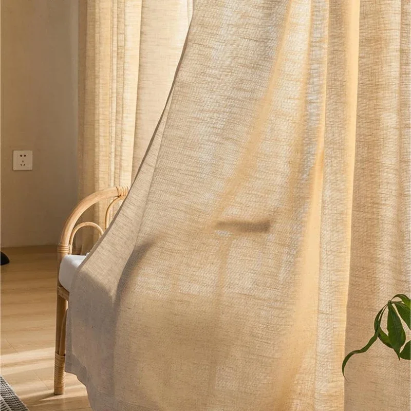 Natural Linen Cortinas Modern Blackout Curtains for Living Room Bedroom Simple Style Window Curtain Custom Home Decoration