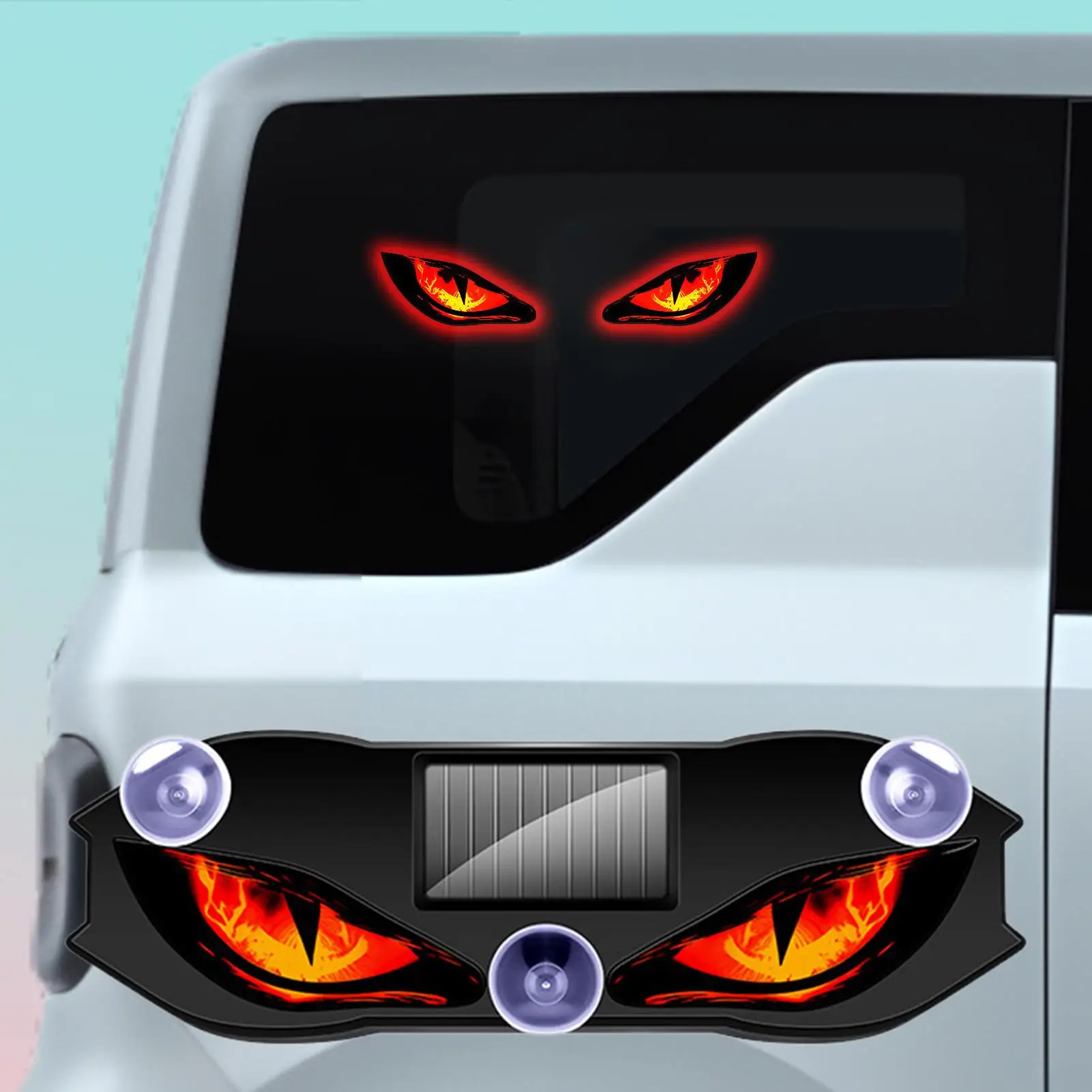 Solar Eye Led Car Window Light Dynamic Evil Eye LED Warning Lights Truck Front and Rear Windshield Eye Light for SUV Truck Van