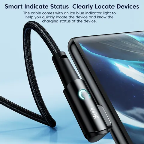 Toocki 100W USB-C кабель 90° для быстрой зарядки iPad, MacBook, Xiaomi, Samsung — внешний вид товара