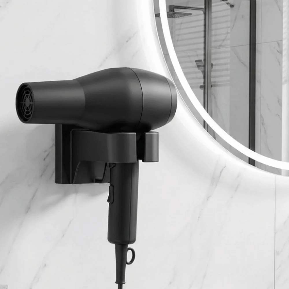 Simple Plastic Hair Dryer Holder Wall-Mounted Punch Free Hair Dryer Rack Space Saving Bathroom Shelf Toilet