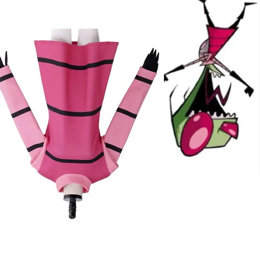 

Anime Invader ZIM Cosplay Costume Pink Striped Dress Halloween Carnival Outfits