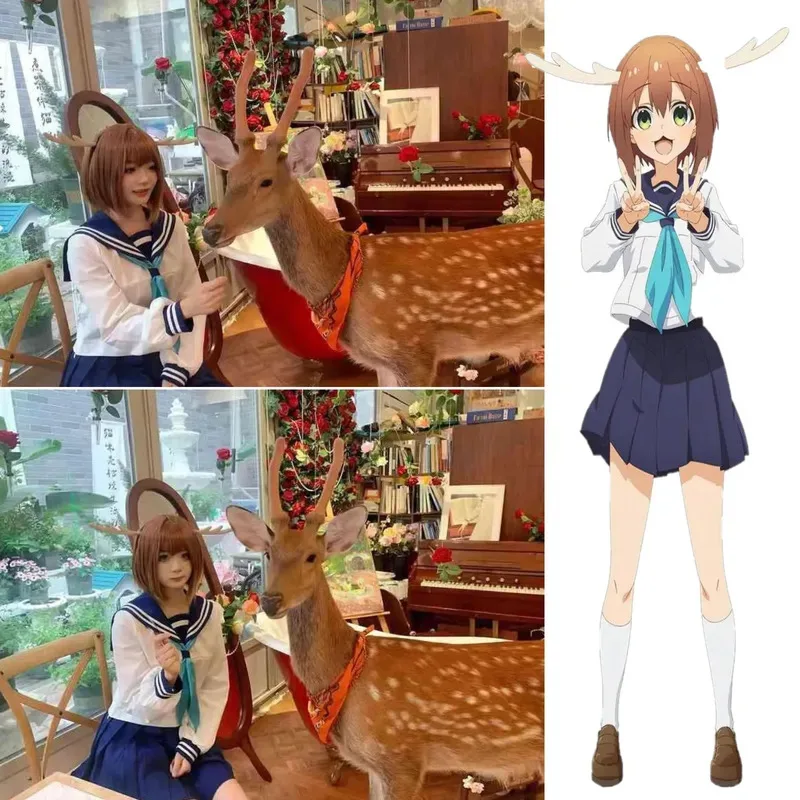 

2025 yiyi Noko Shikanoko Toriko Koshi Cosplay Costume Anime My Deer Friend Nokotan JK Sailor Skirt Headband Socks Halloween Part