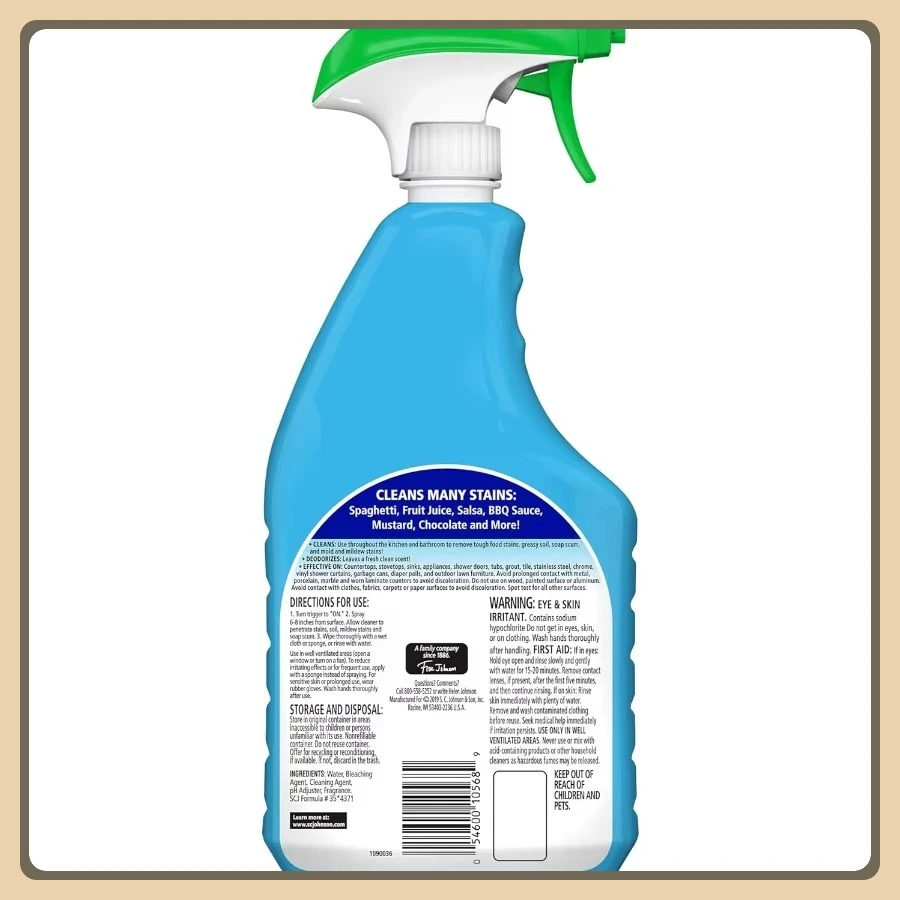 منظف متعدد الأغراض سعة 32 أونصة مع مبيض، مطهر متعدد الأسطح للمنزل والمطبخ