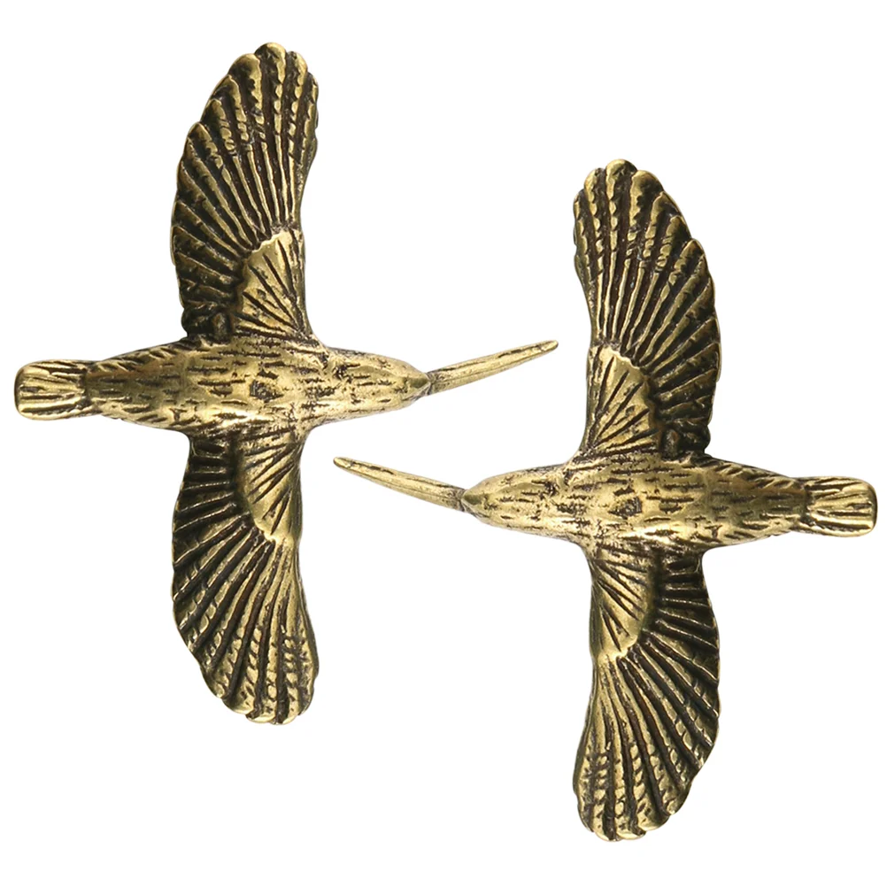 Brass Statue Pure Copper Handmade Creative Bird Ornaments Flying Together Old Crafts Collection 2pcs