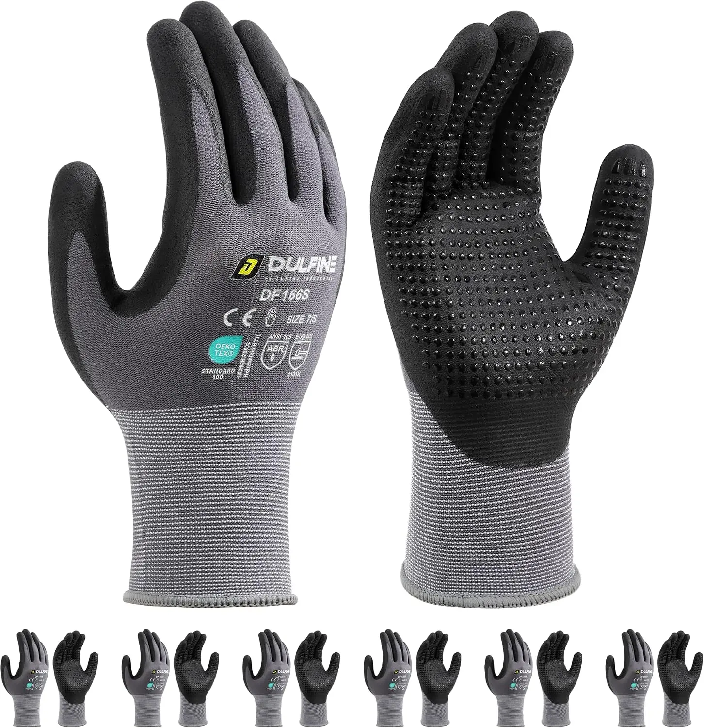 6 Pairs Touchscreen Work Gloves, MicroFoam Nitrile, General Purpose & Home Improvement