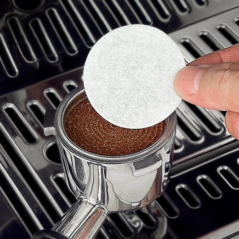 51/53/58mm Disposable Coffee Filter Paper Italian Coffee Handle Round Secondary Water Filter Paper 100pcs Moka Pot Filter Tool