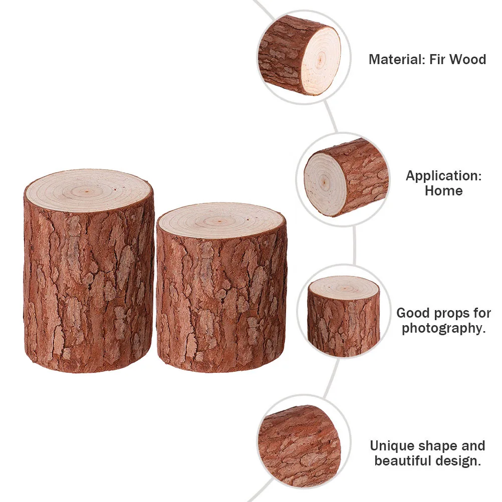 

2pcs Wooden Stump Decor Natural Wood Slice Craft For Room Home Desktop Bar Bookshelf Display Mini Scene Fir Ornament Gift