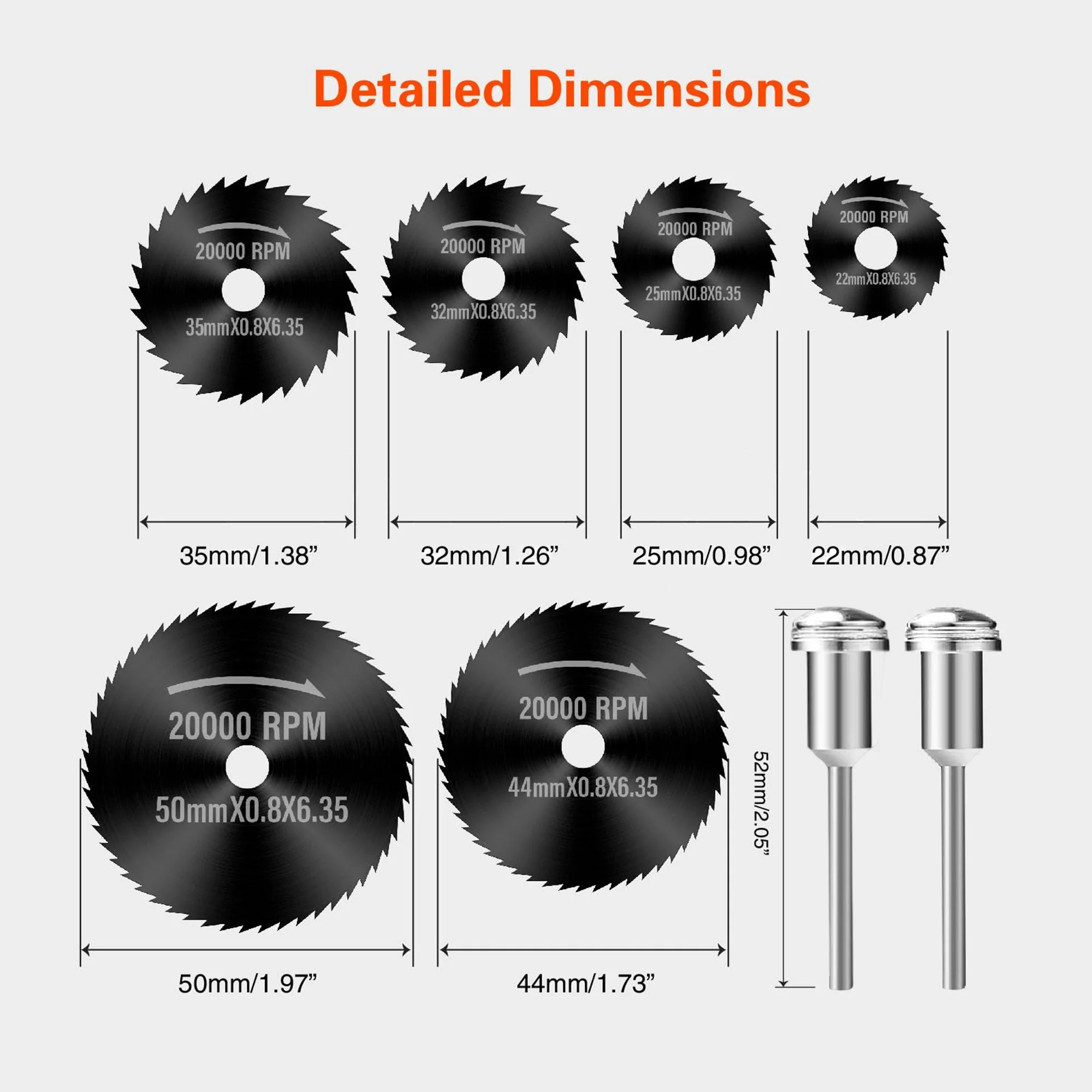 6PCS Saw Blades for Dremel Rotary Tool, Manganese Steel Cutting Discs with 1/8