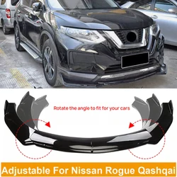 Adjustable For Nissan Rogue Qashqai Front Bumper Lip Spoiler Side Splitter Canards Cover Body Kit Guards Car Tuning Accessories
