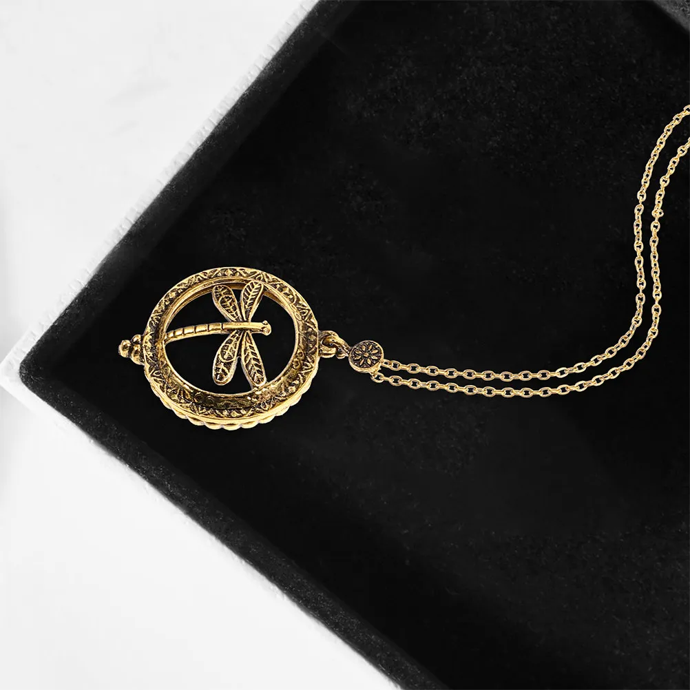 2Pcs Dragonfly Magnifier Necklace 5X Lens Hollow Vintage Pendant Jewelry for Women Fashionable Functional Daily Use Accessory