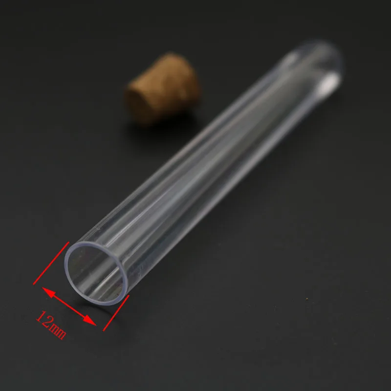 10Pcs 12x100mm Transparent Laboratory Plastic Test Tubes With Caps Stoppers School Lab Supplies Accessories