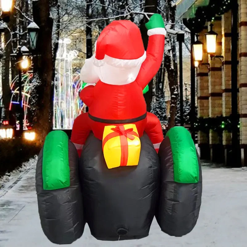 1.5M/5FT Christmas Inflatable Toys Decoration Santa Claus Drive Tractor Build-in LED Lights Xmas Festival Party Inflatable Model