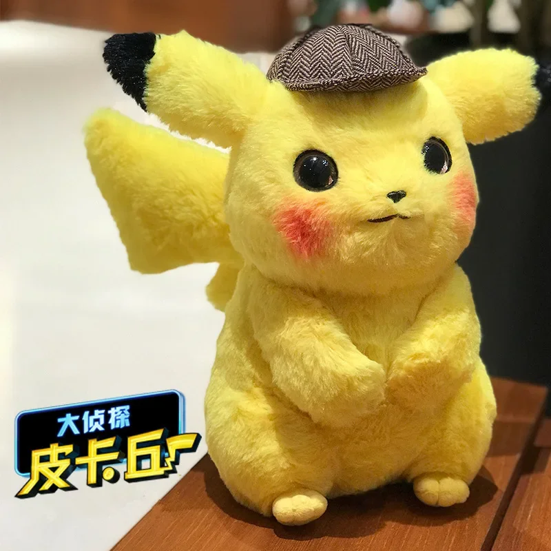 28CM Pokemon peluche Detective Pikachu peluche bambole carine film Anime farcito cartone animato Kawaii pokragon ragazza giocattolo di compleanno regalo