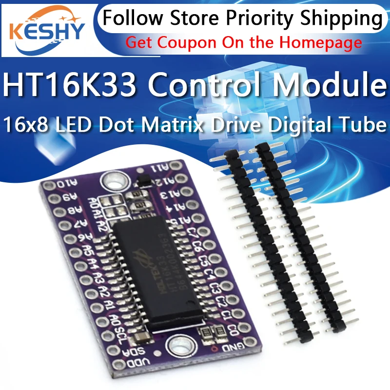 HT16K33 16x8 LED Dot Matrix Drive Control Module Digital Tube Driver Development Board for Arduino