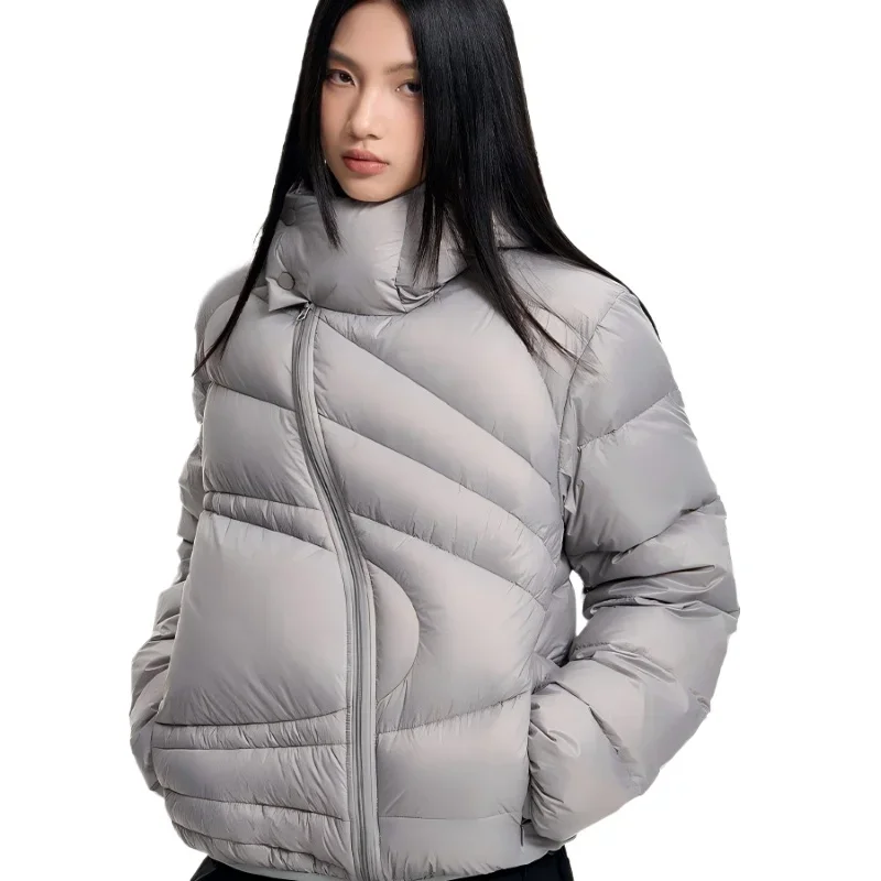 2026 Winter Lightweight Asymmetrical Notched Quilted Thickened New Fashion European and American Unisex Cotton Jacket for Women