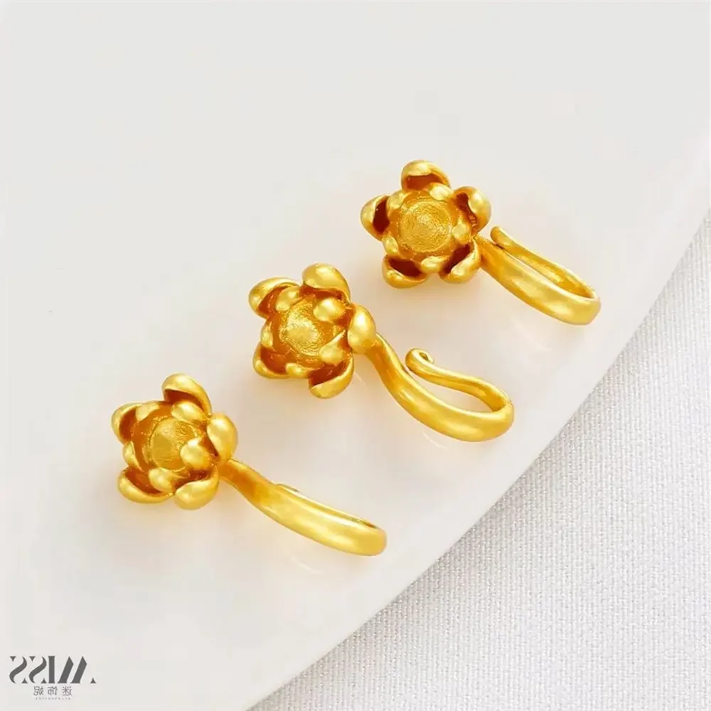 18K Gold-plated Matte Gold Lotus Hook Buckle S Buckle Movable Mouth Ruyi Connection Buckle DIY Bracelet Necklace Accessories
