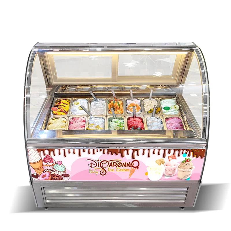 10/12/14 Pans Catering Equipment Refrigerated Hard Ice Cream Display Showcase Freezer Bakery Cake Gelato Display Cabinet