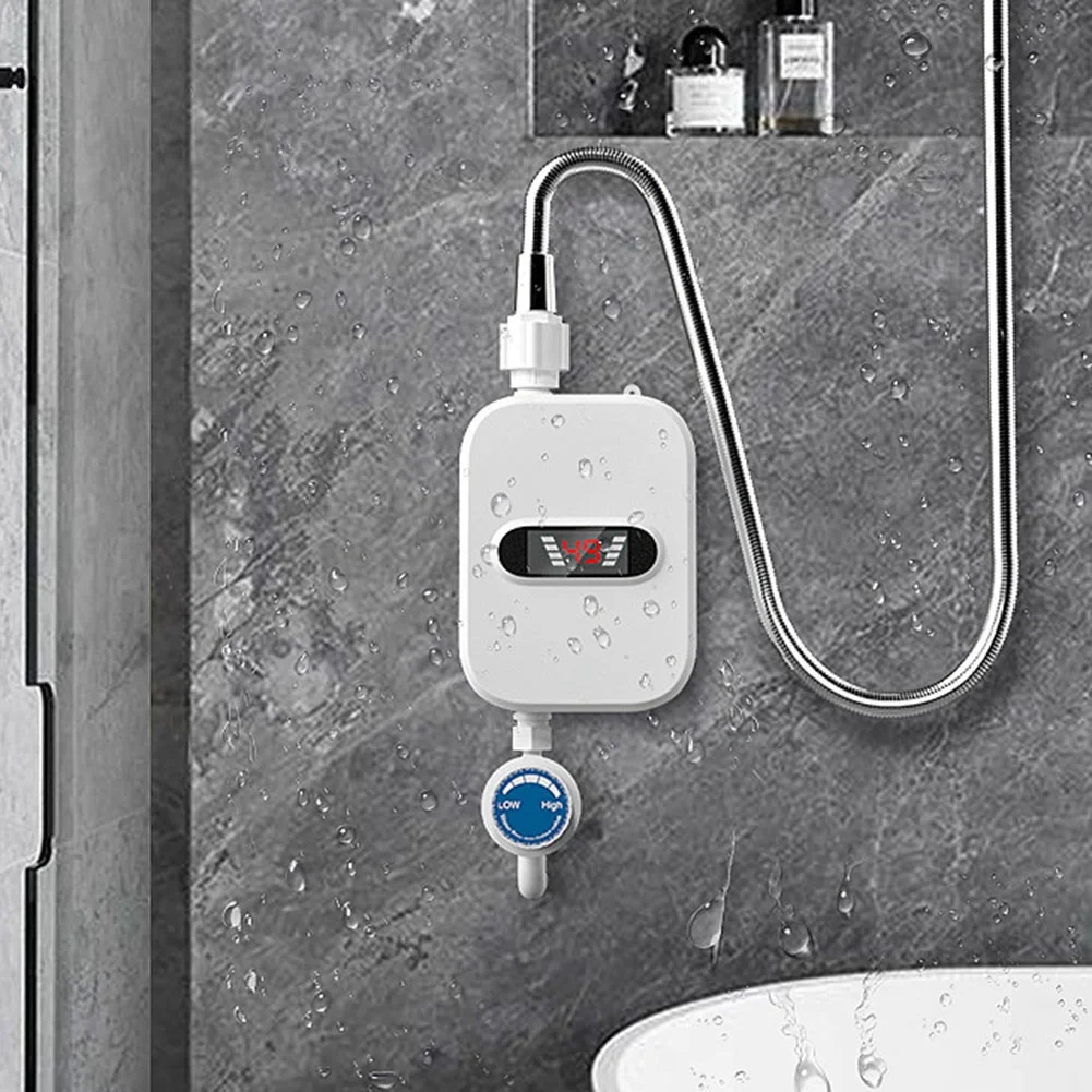 Calentador de agua instantáneo ducha 220V grifo de baño calentador de agua caliente 3500W pantalla Digital enchufe de la UE