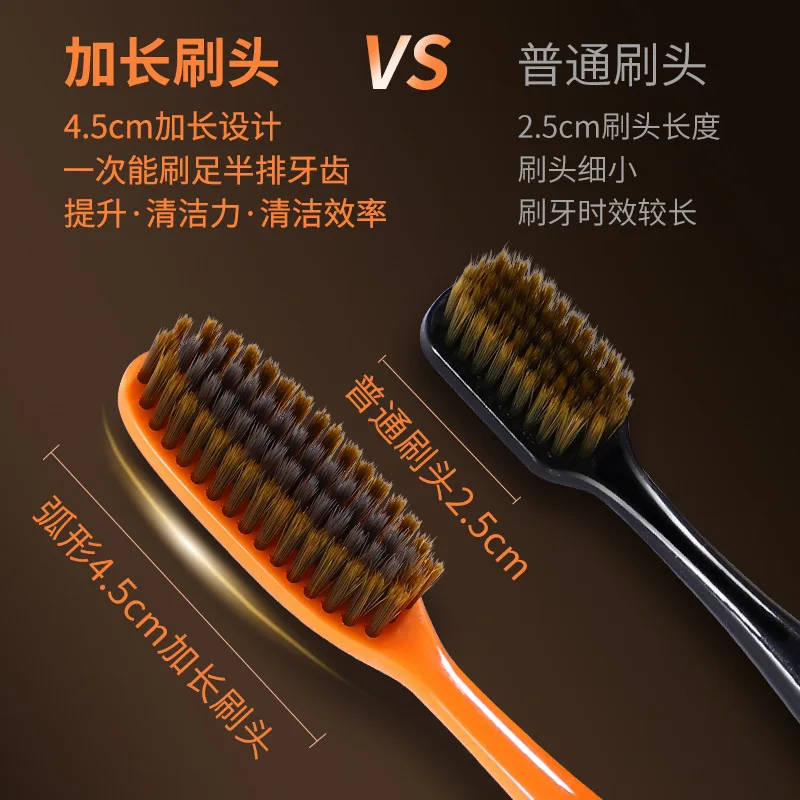Medium soft bristled long head toothbrush, suitable for deep oral cleaning and whitening for families, schools,traveling couples