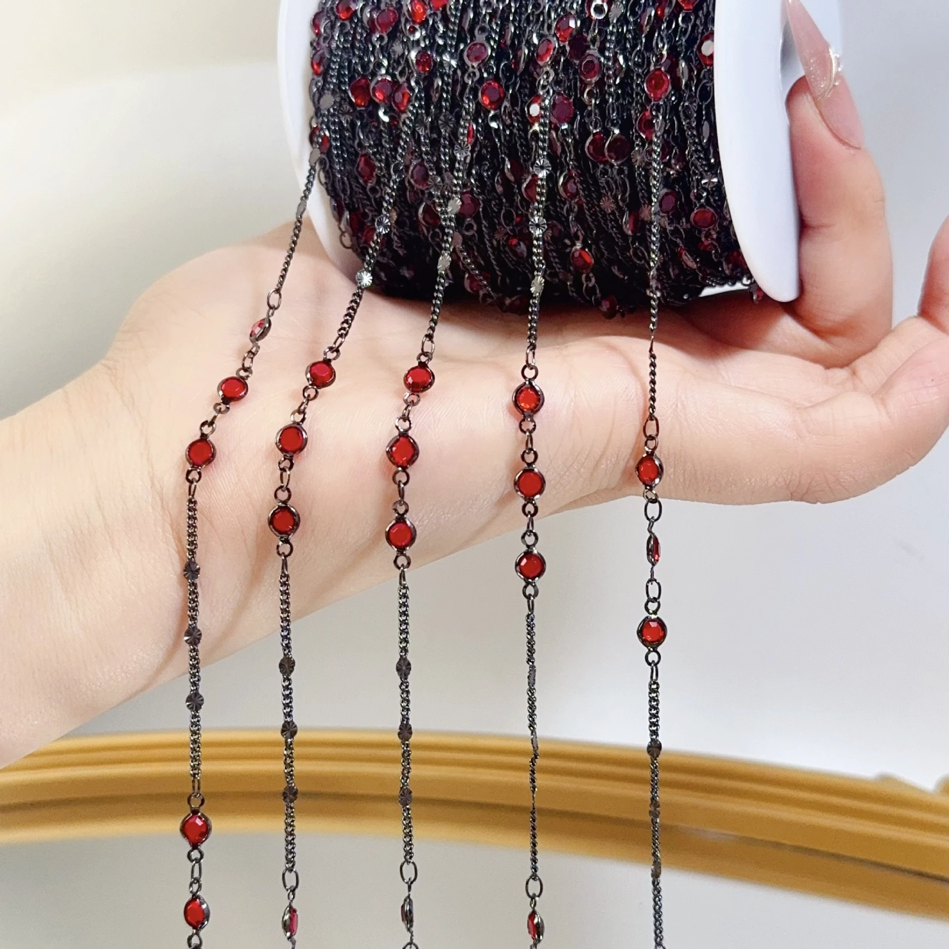 0.5/1Meter Colorful Crystal Beads Sequins Chain Glass Bead Chain for DIY Necklace  Bracelet Jewelry Making Supplies