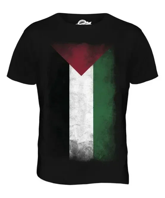 Palestine Faded Flag Men\'S T-Shirt Cotton T Shirt Top Palestine Gift Casual Fashion Short Sleeve Breathable Clothing Top