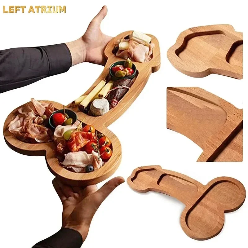 Funny Penis Shape Board Novelty Cheese Board Unique Wood Tray Snack Drinks Serving Tray Charcuterie Party Tray 24/40cm