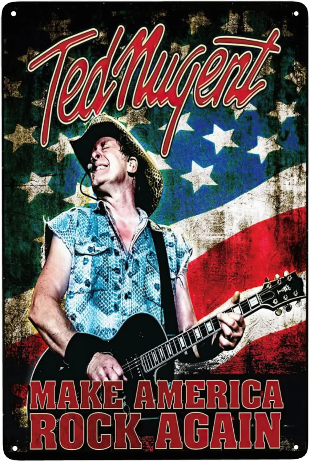 CASDAEL Ted Singer Nugent Vintage Metal Sign Wall Decor Art Posters Home Living Room Coffee Bathroom Kitchen Office 8x12 Inch
