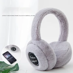 Winter Outdoor Plush Earmuffs Bluetooth Wireless Cute Warm Fur Headphones Earphones Solid Color Stereo Wireless Headset