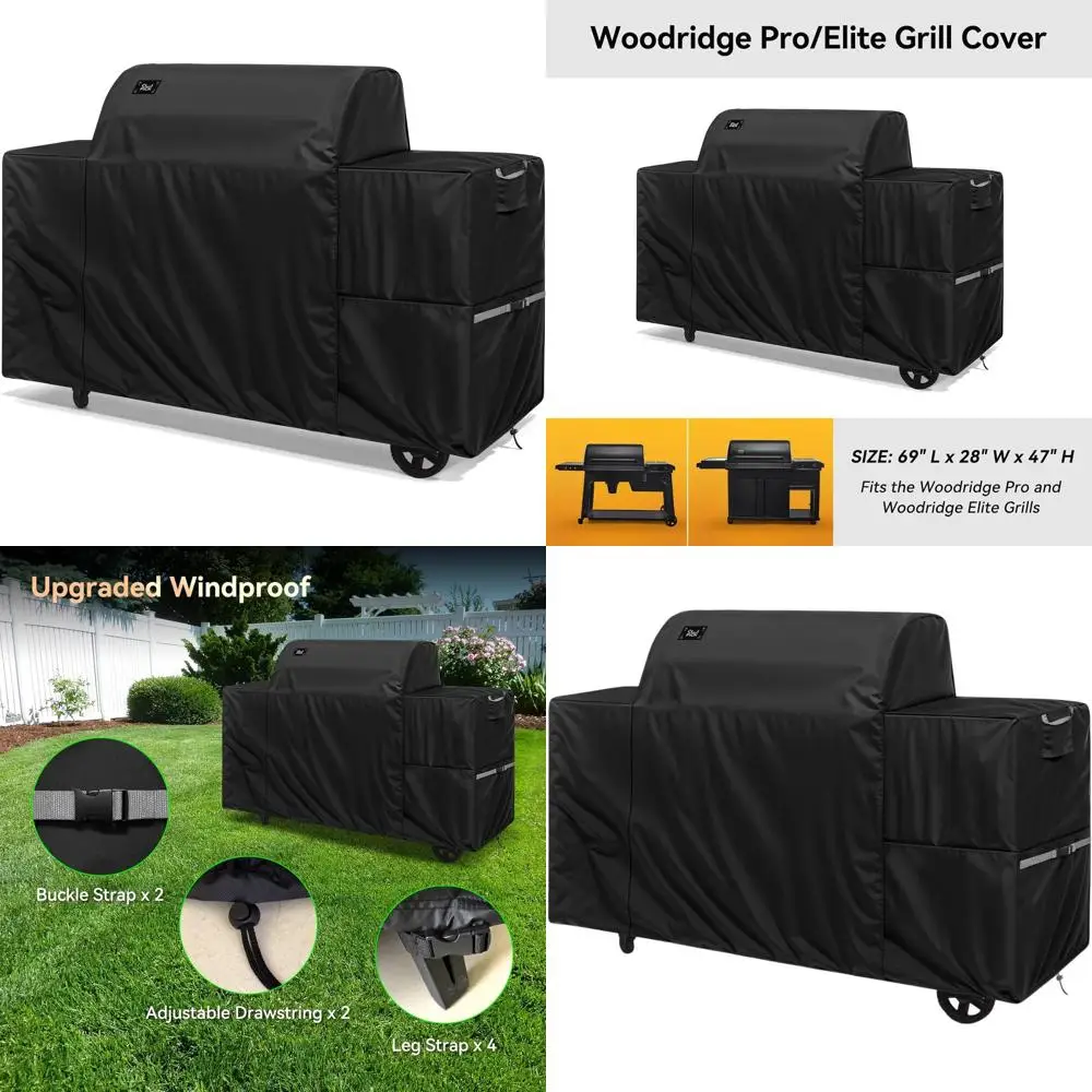 

All-Weather Waterproof Grill Cover for Full-Length Pellet Grills, Resistant to Tearing, Fading, and Wind, with Buckle and Drawst