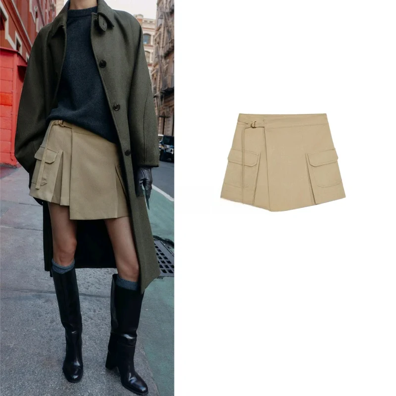 

Новая зимняя женская юбка-брюки с высокой талией, повседневный дизайн, для работы и города, А-силуэт, из полиэфирного волокна