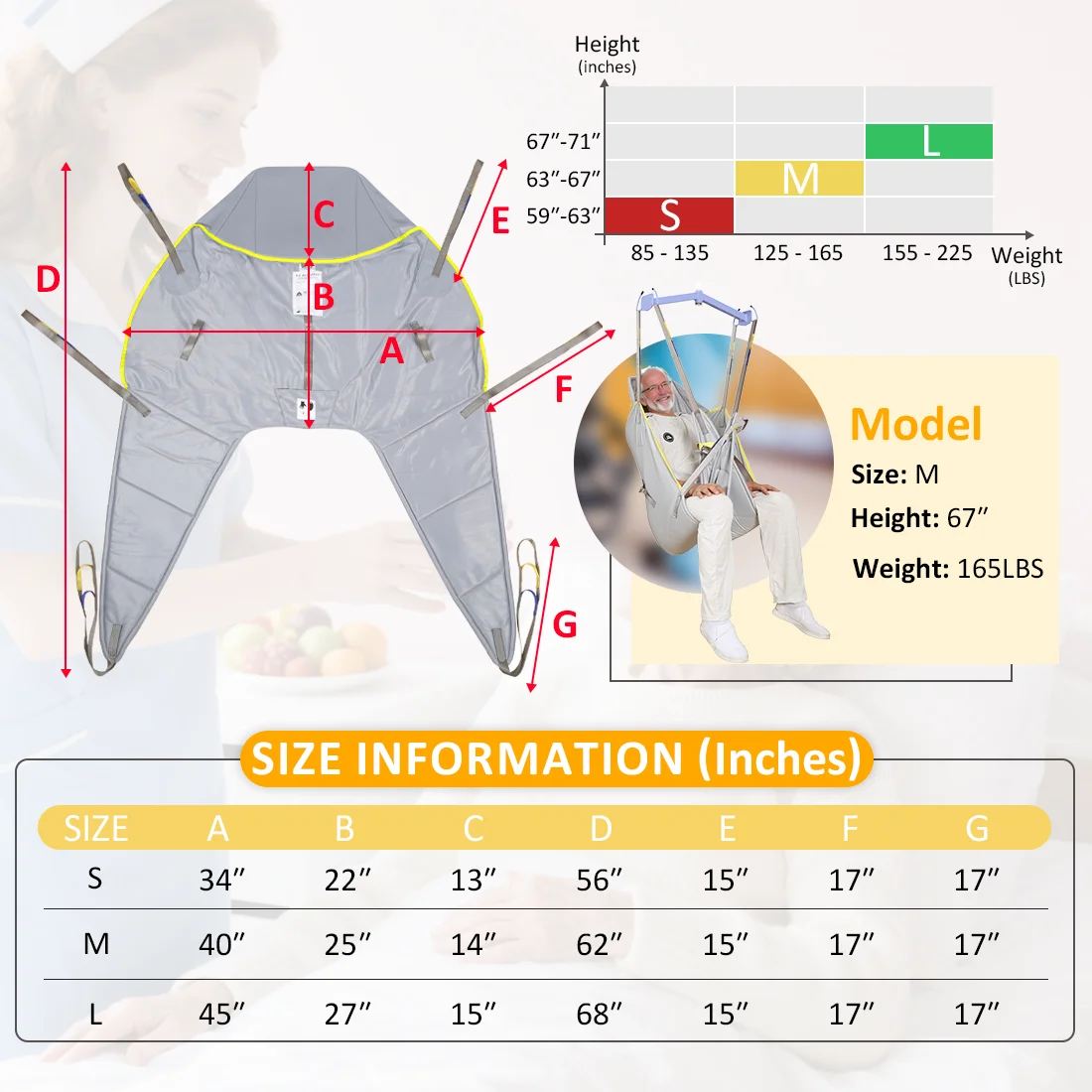 

Ehucon Breathable Mobility Sling, Divided Leg High Back Hoist Sling, Patient Lifting Carrier with Head Cushion for Elderly