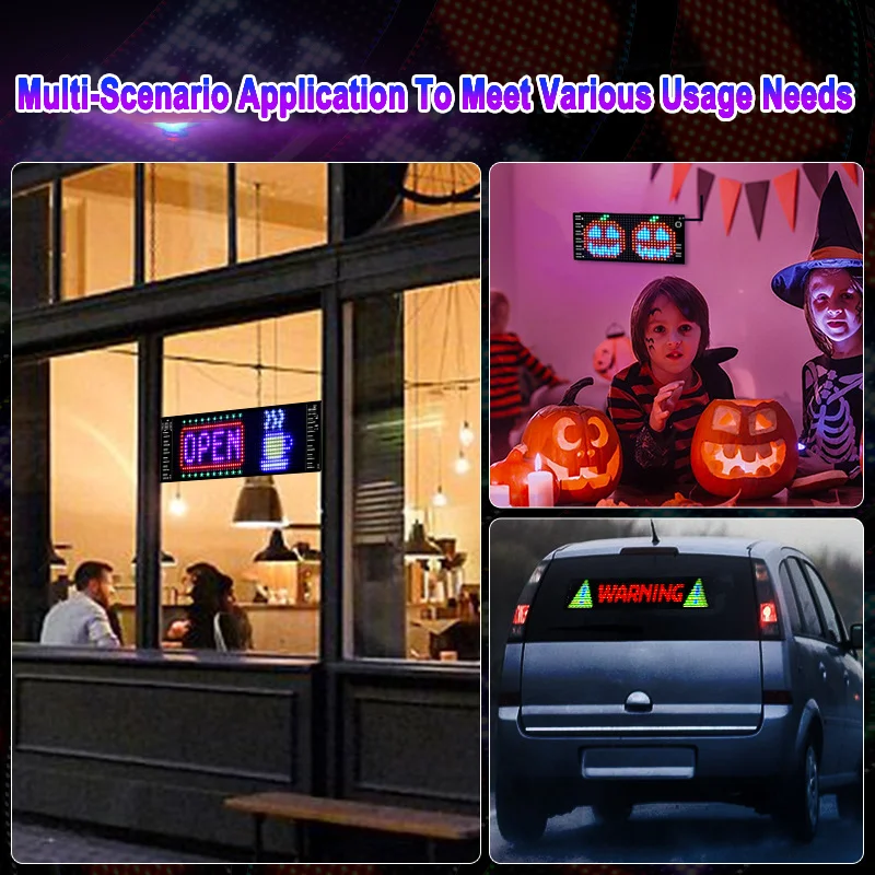 

Bluetooth Scrolling Advertising LED Signs LED Matrix Pixel Panel Light DIY Custom Text Pattern Anime Programmable Display Car