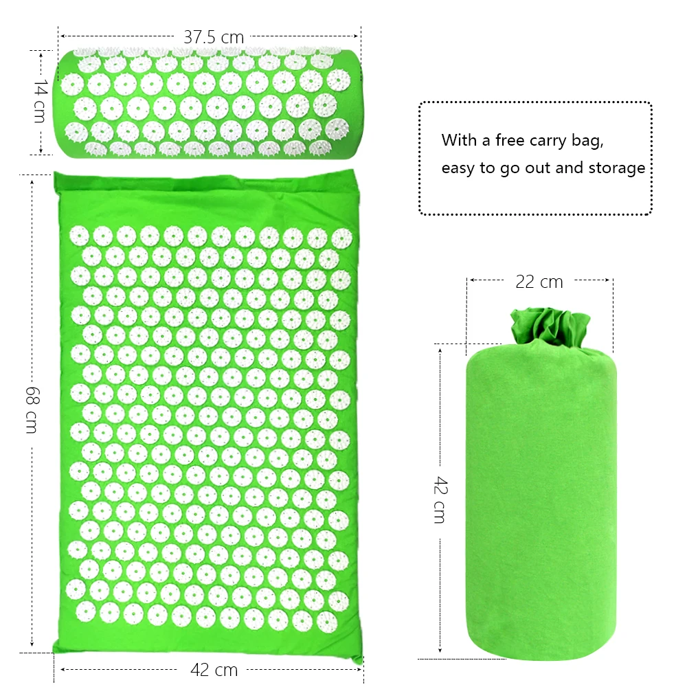 

Massage Cushion Yoga Acupressure Mat and Pillow Set Neck Back Foot Massager Pain Stress Relief Acupuncture Massage Pad