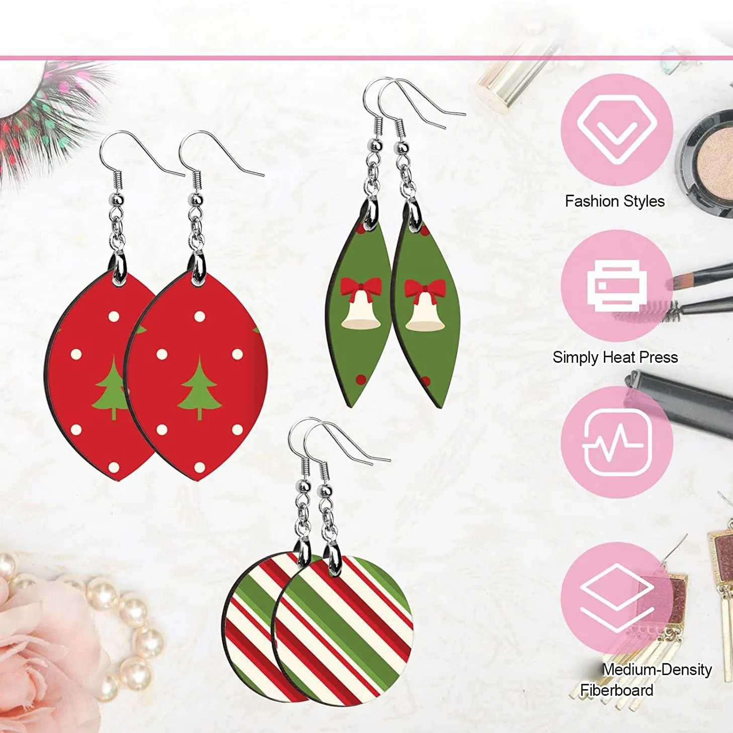 

Heat Transfer Sublimation Ornament Blanks With Earring Hook And Jump Ring For Jewelry Making Sublimation Accessories-A55G