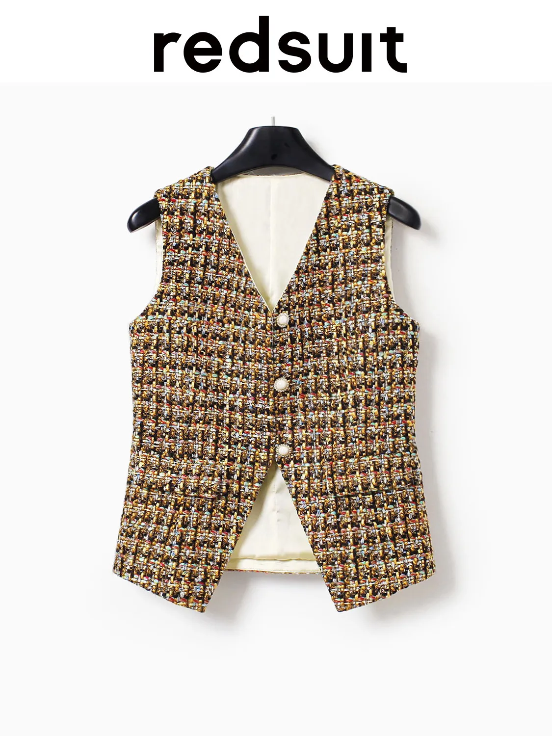 New Retro modern high-end black gold yarn woven thin floral vest sleeveless top Custom size