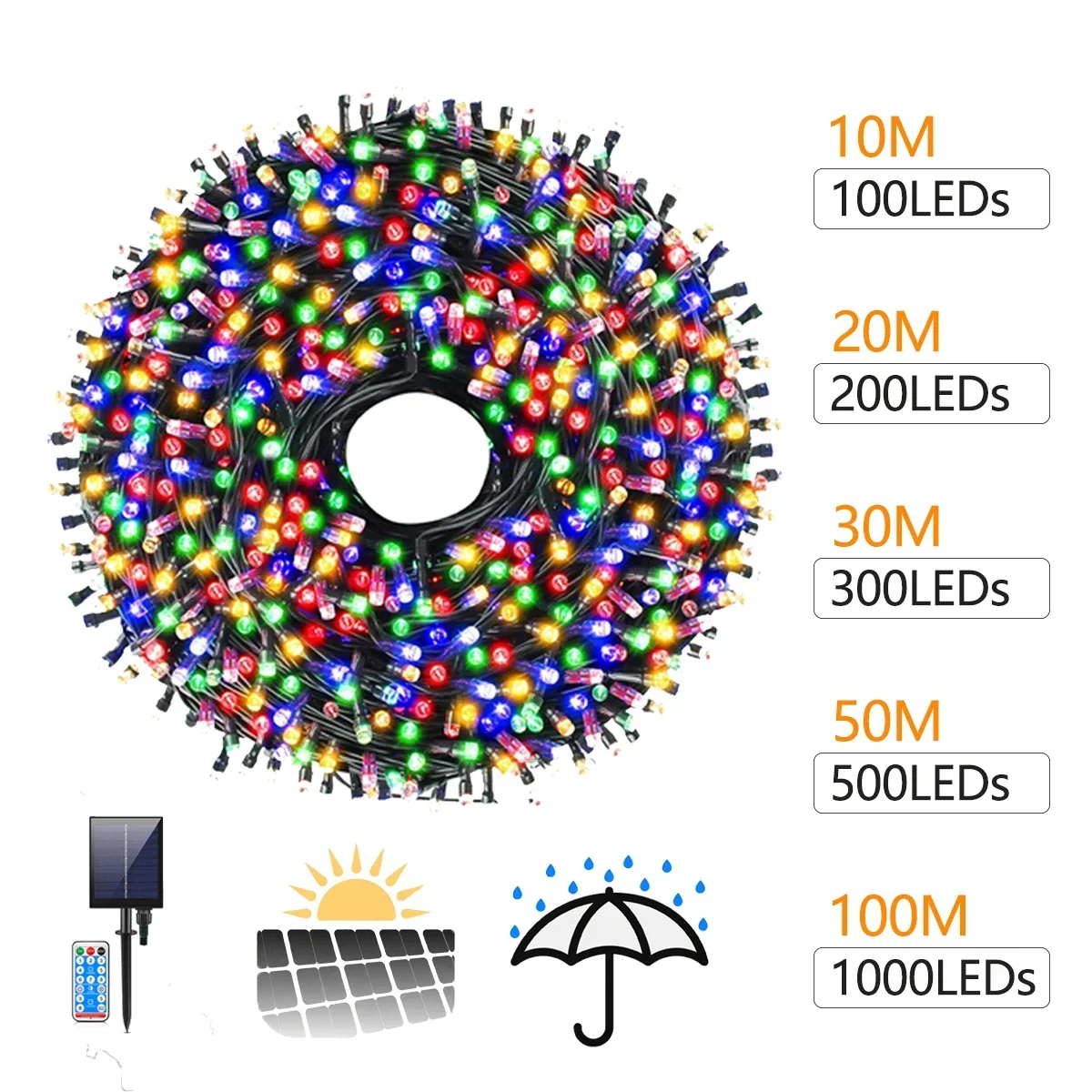 في الهواء الطلق مصباح للطاقة الشمسية 100 متر-10 متر عيد الميلاد حالمة وميض الجنية أضواء سلسلة جارلاند 8 طرق شجرة عيد الميلاد حديقة الستار Ambinet ديكور