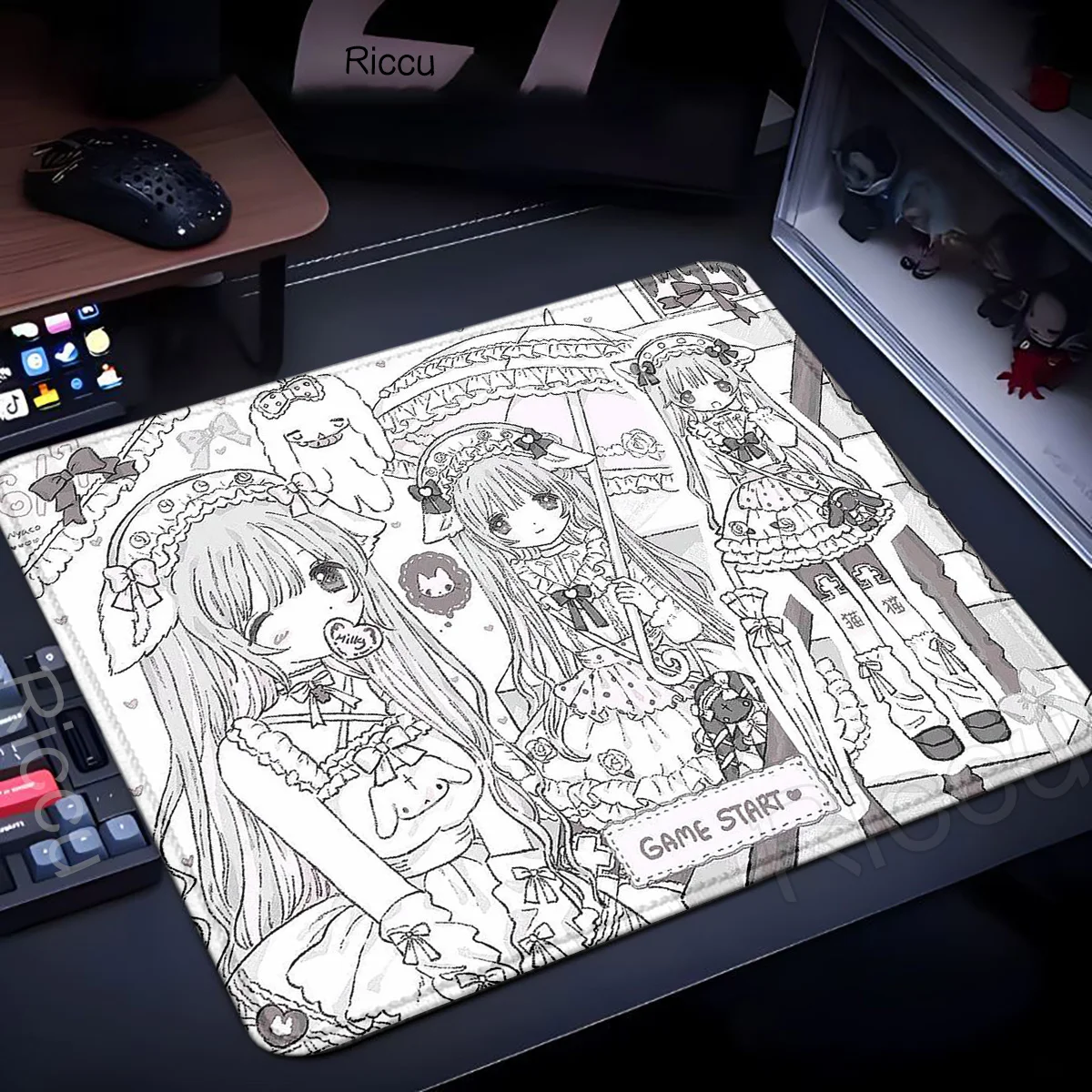 XL Sleepy Angel Pink Mouse Pad Anime Pink Girl Gaming Keyboard PC Accessories HD Desk mat PC Lock Edge Rubber cup protective pad