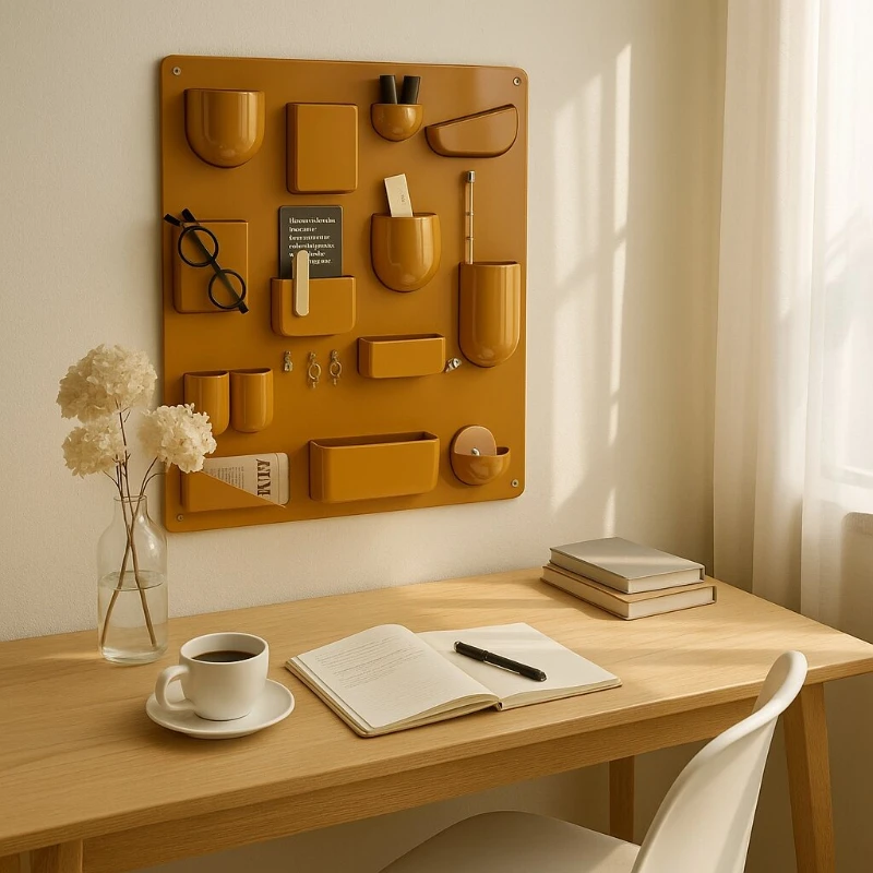 

Cream Wall-Mounted Storage Shelf Creative Entryway Organizer Desktop Decoration Multi-Zone Compartment Storage Rack