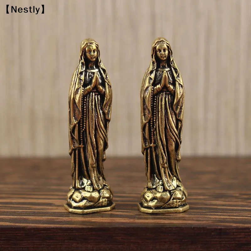 Brass Maria Figurine Pendant Brass Maria Figurine Pure Copper Vintage Virgin Mary Figurine〔Nest〕