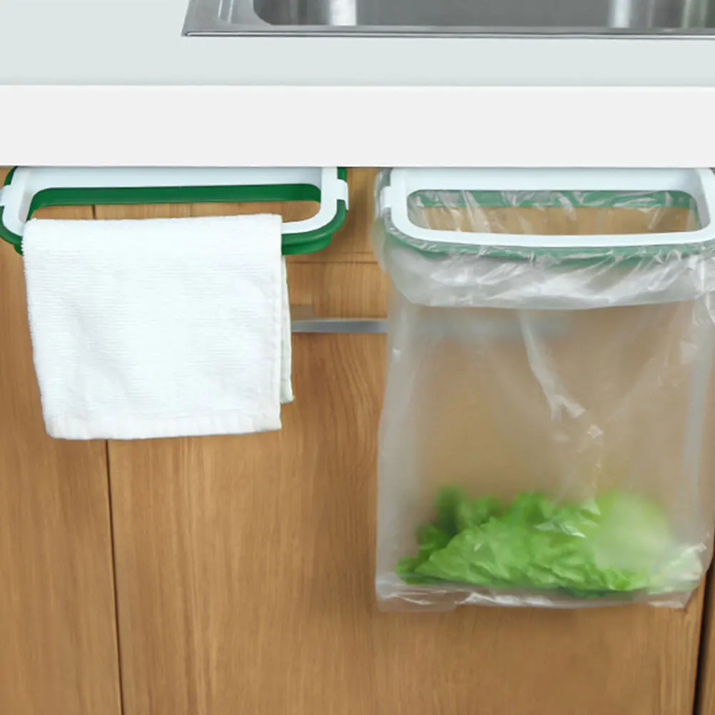 

2Pcs Garbage Bag Rack Hanging Kitchen Cabinet Door Trash Holder Space Saving Organizer Garbage Bag Rack