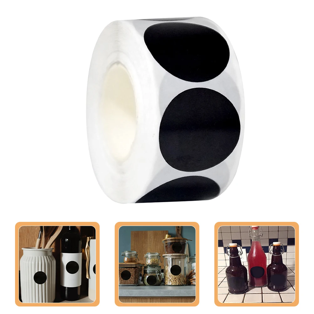 

2Pcs Black Circle Stickers 25mm Permanent Adhesive Round Labels for Office Kitchen Classroom Pantry Writing Blank Removable Dot