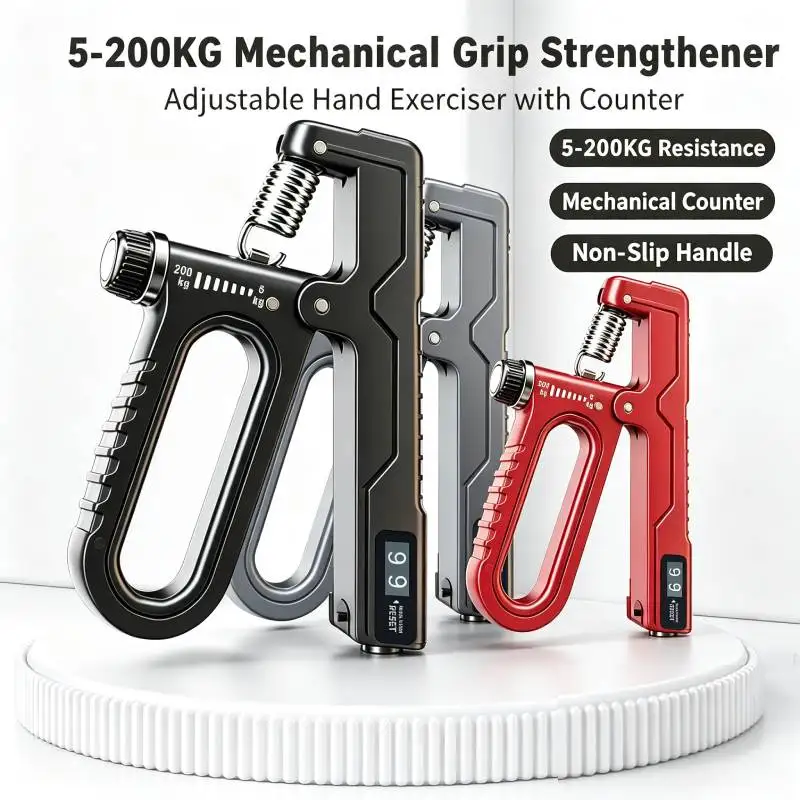 Hand Strengthener, 5-200Kg Adjustable Resistance Grip Strength Trainer (with Counter), Forearm Exerciser, Suitable for Injury