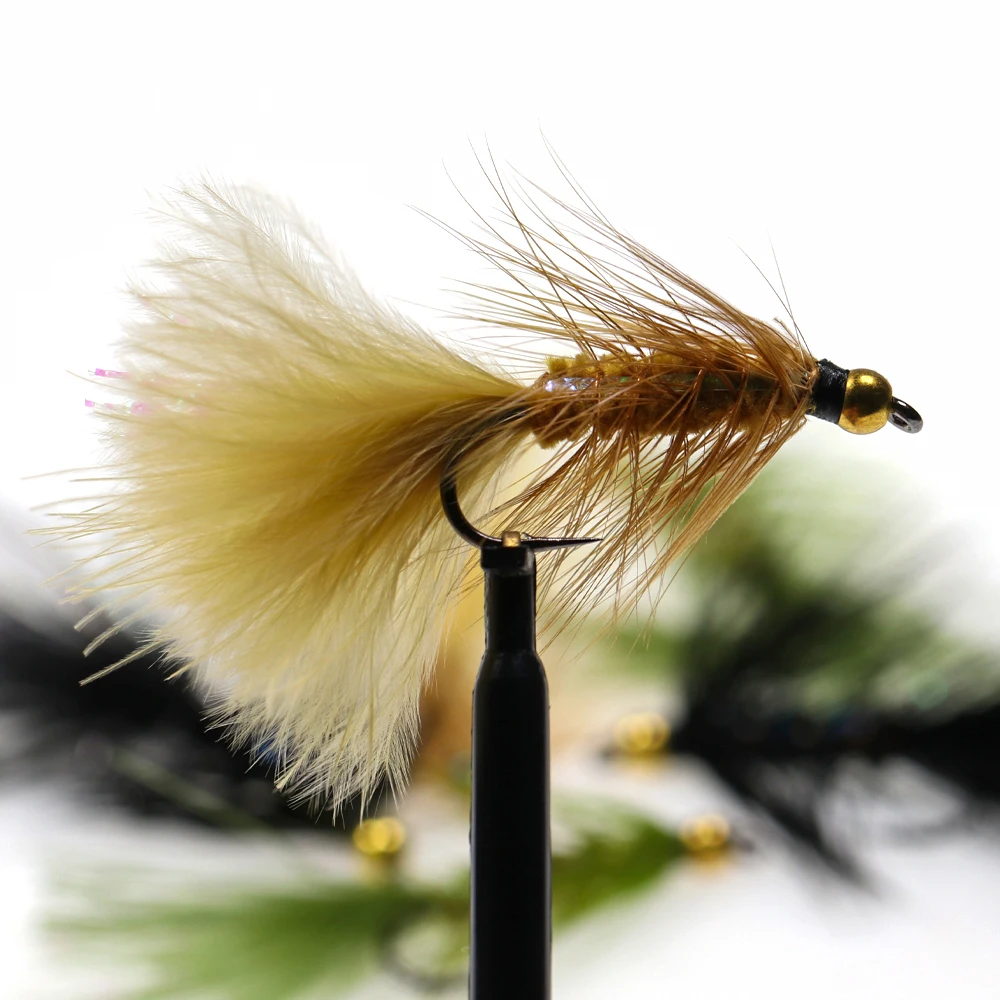 5 Stück Messing-Beadhead Woolly Bugger Streamer Salzwasser-Fliegen zum Angeln auf Steelhead, Hecht, Barsch, Regenbogenforelle, Angelköder – Detail 8